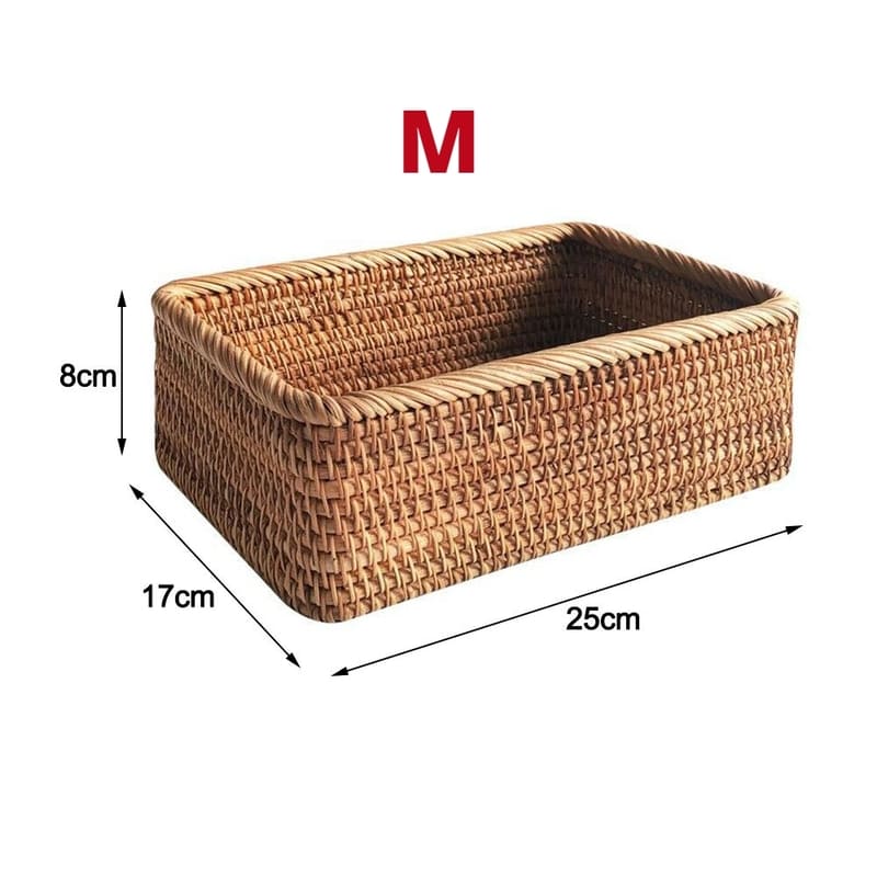 Cesto e Bandeja de Palha Rattan Feito a Mão Housetay