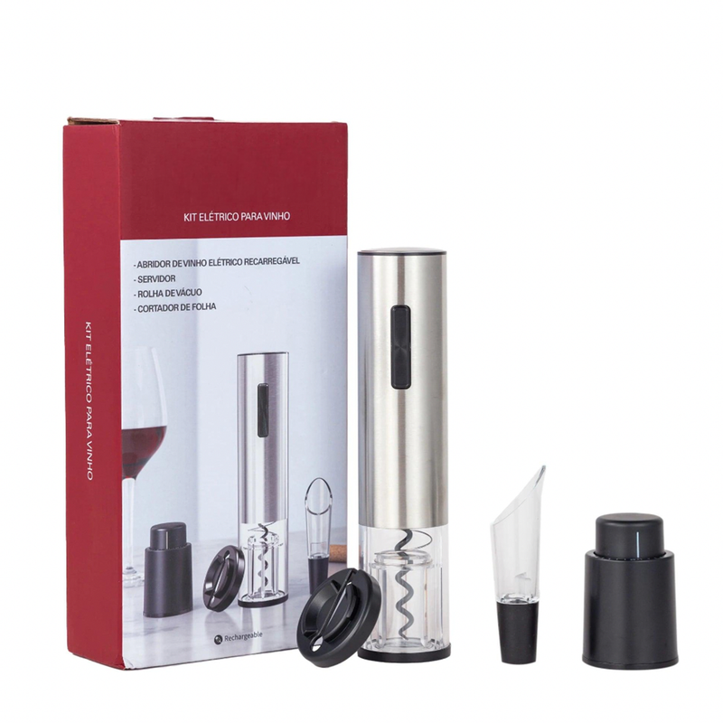 Abridor de Vinho Elétrico Com Kit Housetay