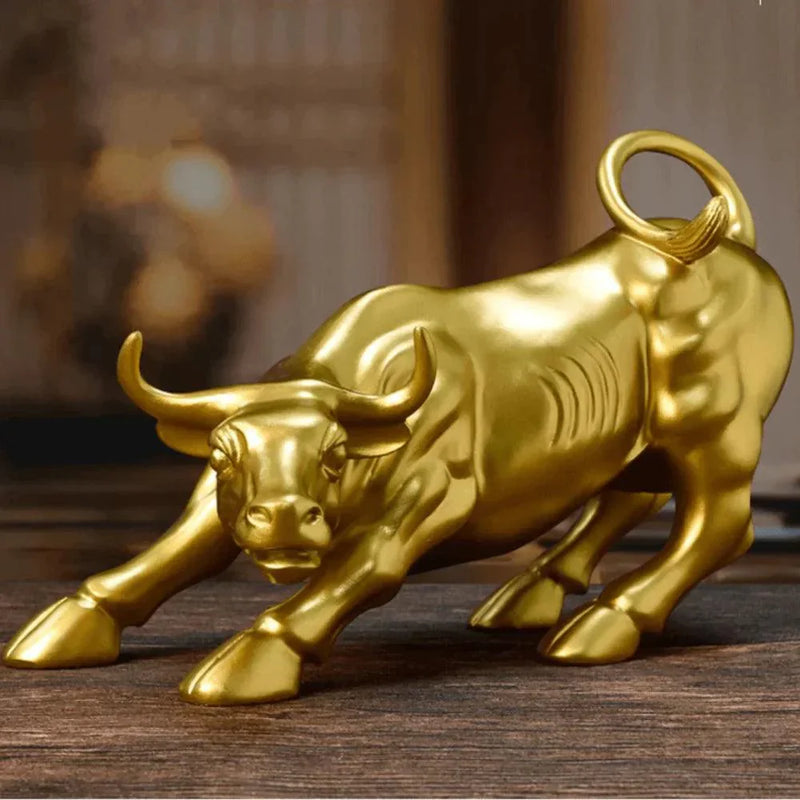 Escultura Touro de Wall Street Dourado Housetay