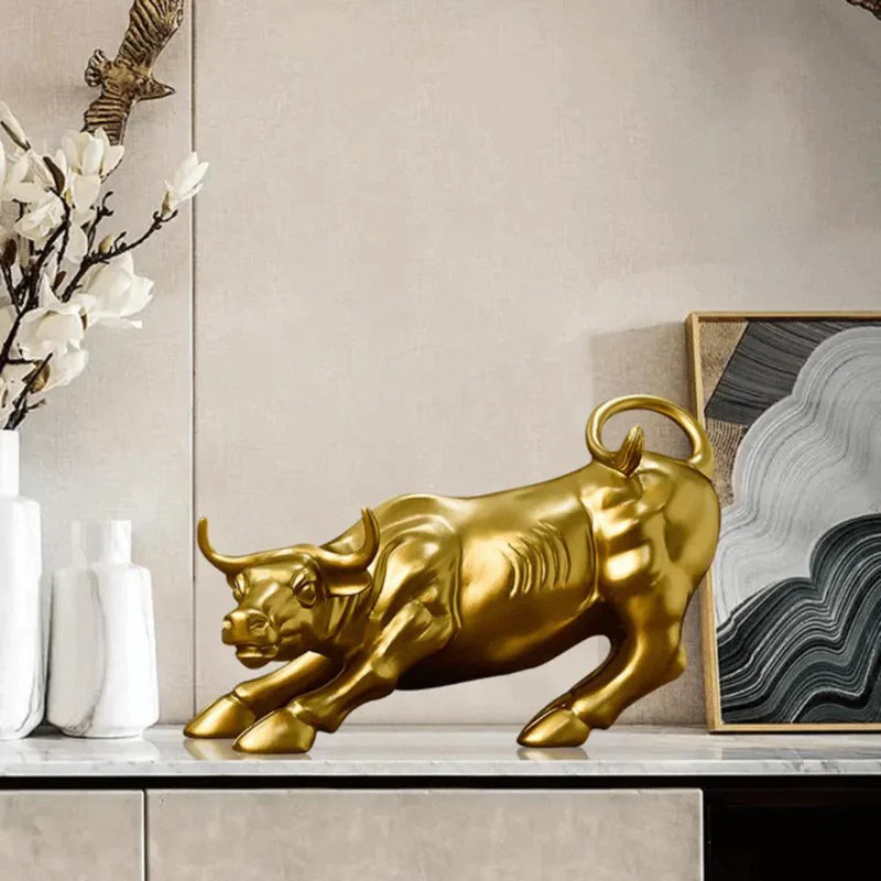 Escultura Touro de Wall Street Dourado Housetay